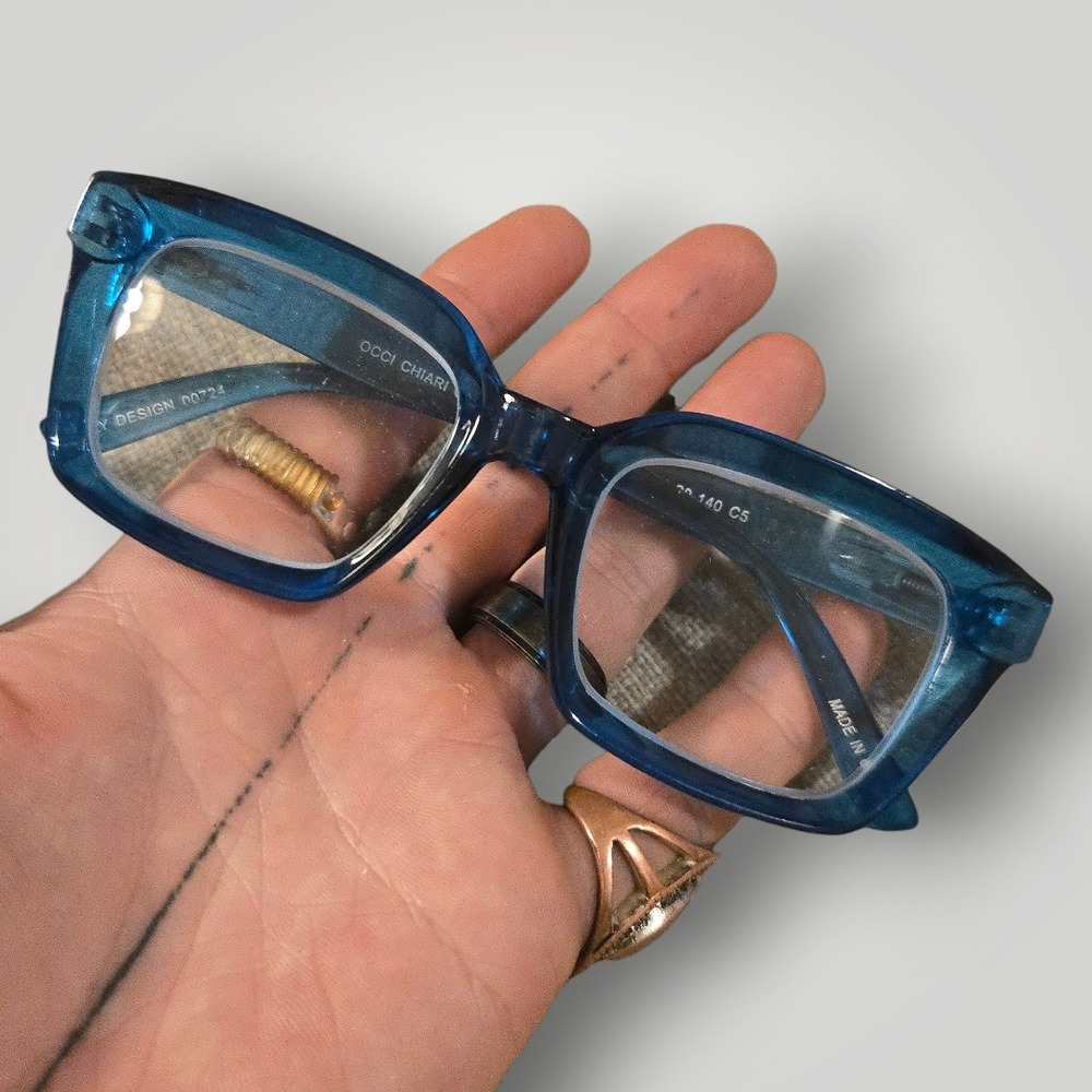 Occi Chiari OC5031 Blue Rectangle Reading Glasses Italy Design‎ 49 20 140 Frame